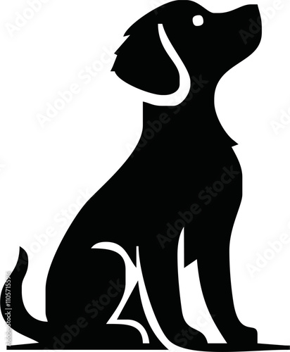 Vector silhouette of dog on white background