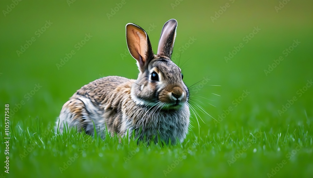 Fototapeta premium Bunnies in Grassland: charming and natural.