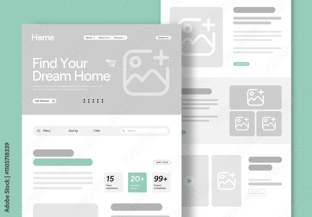 Wireframe Design Template Stock Template | Adobe Stock