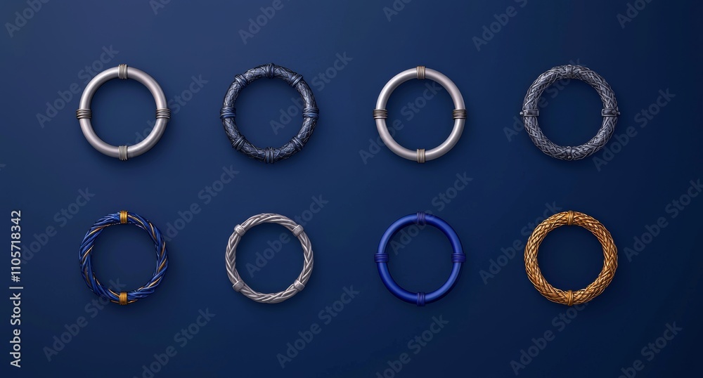 Medieval-style empty circular silver and gold frames for game UI design. A modern cartoon collection of user interface elements featuring thin metal borders and gems, all isolated on a background. Medieval-style empty circular silver and gold frames for game UI design. A modern cartoon collection of user interface elements featuring thin metal borders and gems, all isolated on a background.