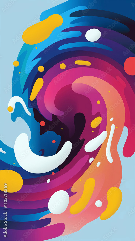 Abstract Swirling Color Composition with Varied Shapes Abstract Swirling Color Composition with Varied Shapes