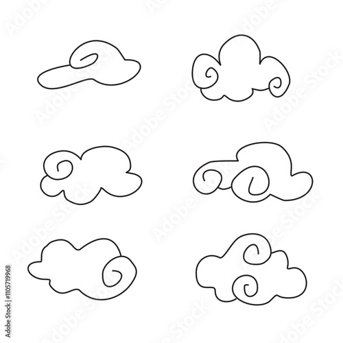 set of cloud icons, outline icons 