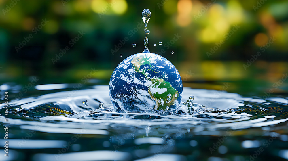 Water drop with earth, World Water Day Water drop with earth, World Water Day