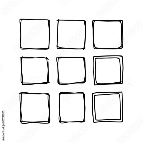 A set of nine squares with a black outline. The squares are all the same size. The squares are all lined up in a row
