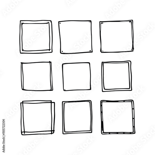 A set of nine squares with a black outline. The squares are all the same size. The squares are all lined up in a row