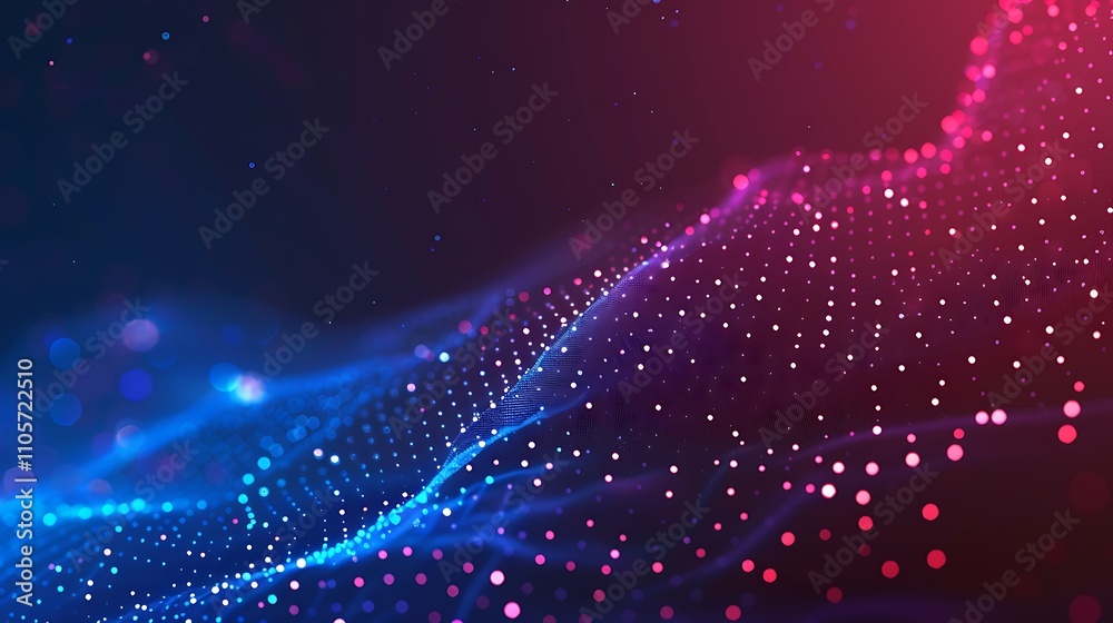 Obraz premium Abstract Digital Landscape with Glowing Particles