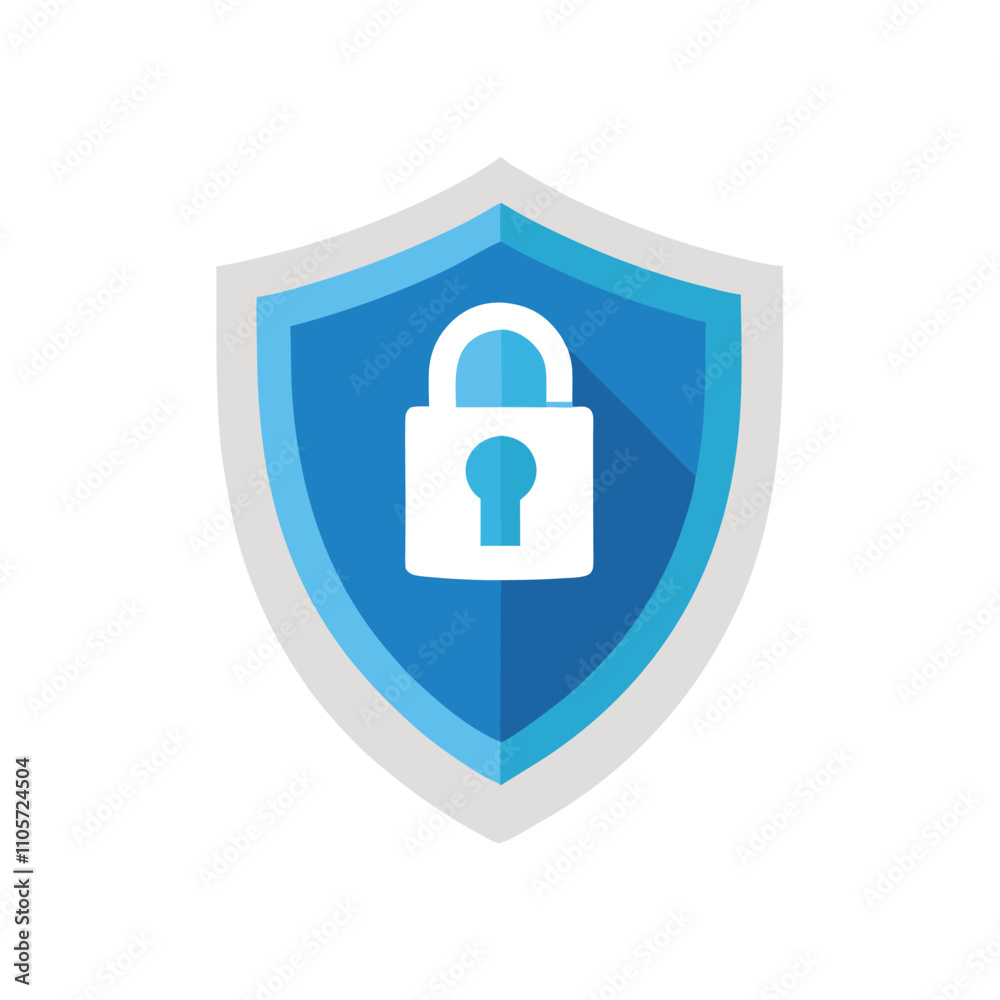 A blue shield with a white lock on it. The lock is open A blue shield with a white lock on it. The lock is open