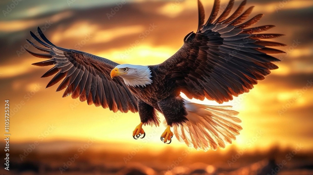 custom made wallpaper toronto digitalBald Eagle Soaring High in Sunset Sky - Stock Photo