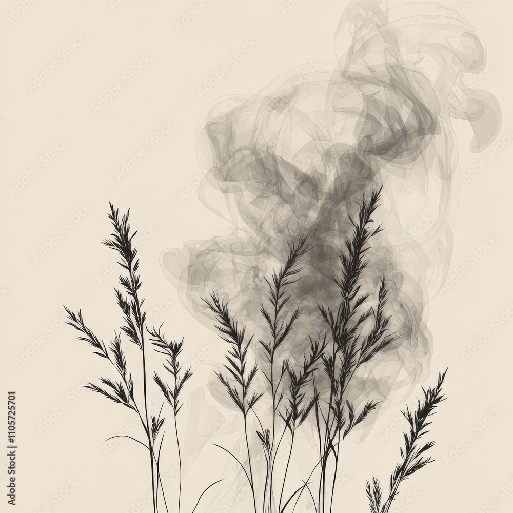Obraz premium Willow tree smoke depicted in an abstract graphic.