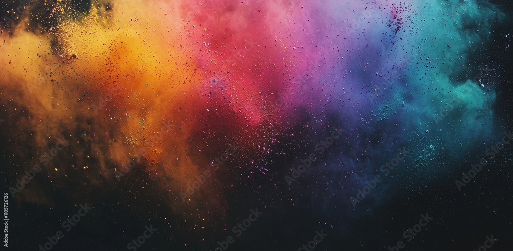 Fototapeta premium A dark backdrop featuring abstract bursts of powder.