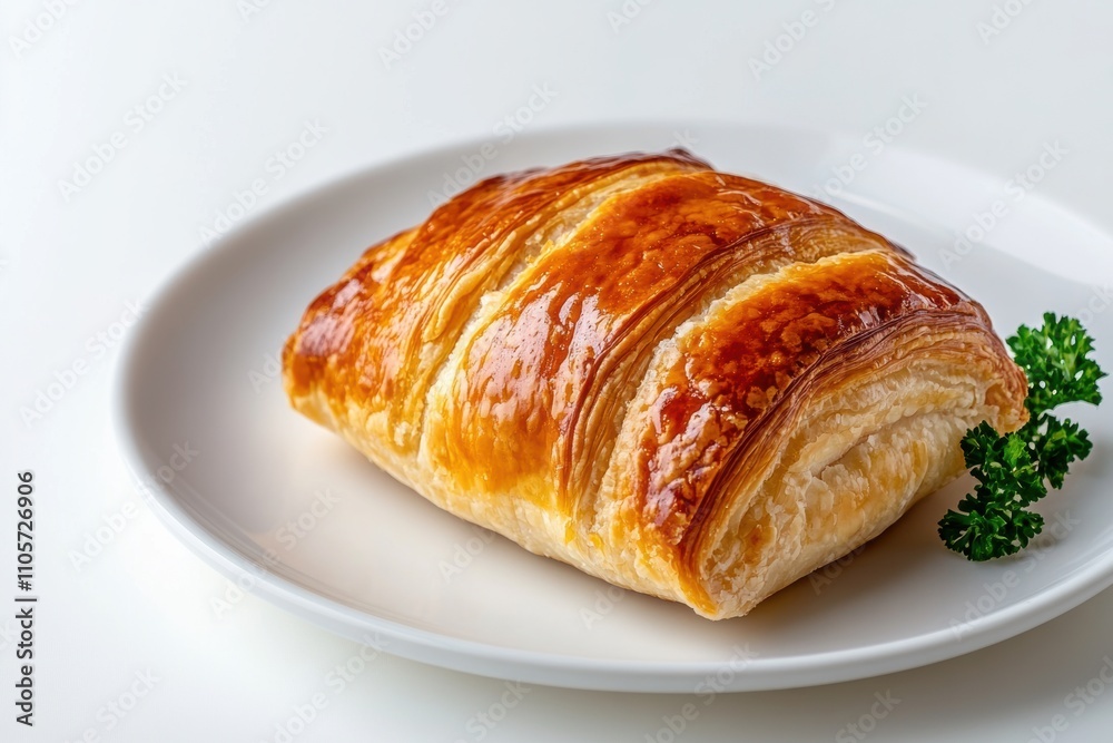 food photography, golden chicken pie on white plate, standing proudly isolated against white background food photography, golden chicken pie on white plate, standing proudly isolated against white background