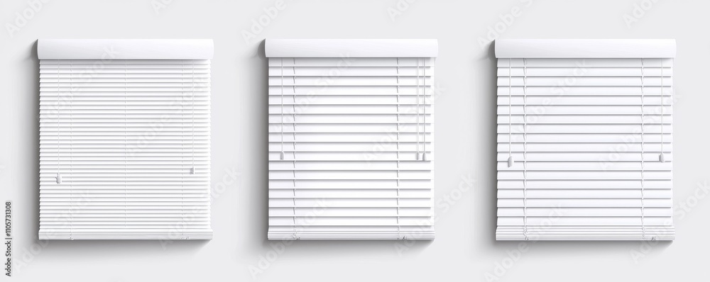 Venetian blinds for protecting windows or entrance doors. A realistic 3D modern illustration set showcasing various types of jalousies, including metal, plastic, and fabric shutter and roller Venetian blinds for protecting windows or entrance doors. A realistic 3D modern illustration set showcasing various types of jalousies, including metal, plastic, and fabric shutter and roller
