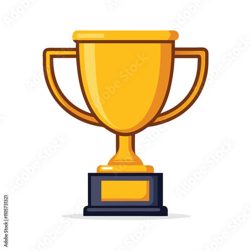 A gold trophy with a black base. The trophy is yellow and has a black rim