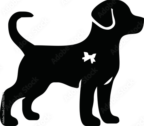Vector silhouette of dog on white background