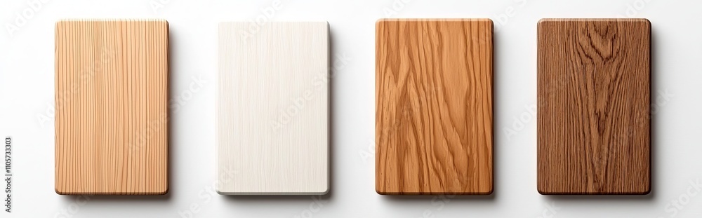 Naklejka premium Wooden photo frames, isolated against a backdrop. Contemporary realistic depiction of square light and dark brown borders crafted from natural wood, functioning as a blank canvas mockup for interior