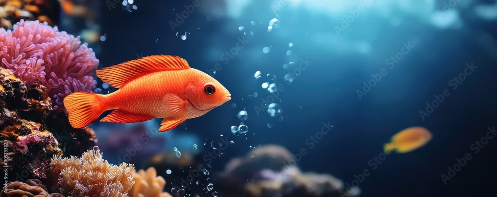 Vibrant fish swimming in coral reef Vibrant fish swimming in coral reef