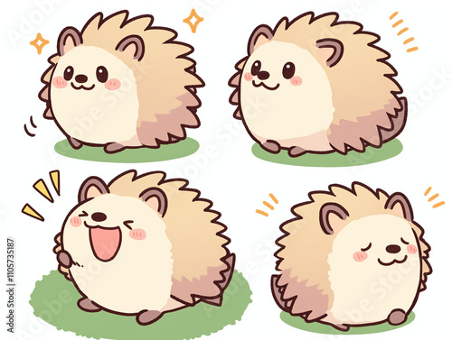 Wallpaper Mural Cute Hedgehog Illustrations - Kawaii Animals Torontodigital.ca