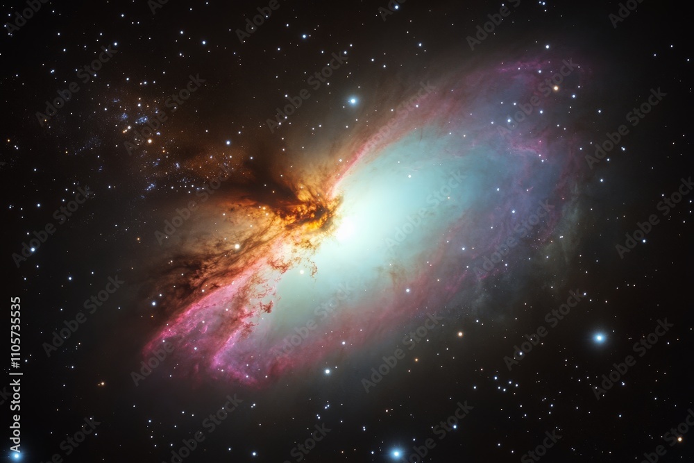 A breathtaking view of a dramatic galaxy with a glowing core surrounded by colorful cosmic clouds, illustrating the beauty and complexity of the universe. A breathtaking view of a dramatic galaxy with a glowing core surrounded by colorful cosmic clouds, illustrating the beauty and complexity of the universe.
