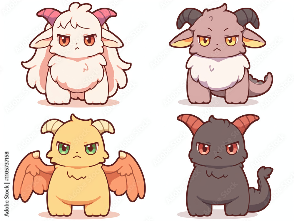 Obraz premium Four Cute Fantasy Creatures