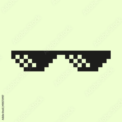 Glasses Shades with soft background. Glasses Shades Thug Life Gangster Cool Deal With It Viral Meme 8 Bit Pixelated Pixel Art No Transparent Background Vector EPS PNG Clip Art