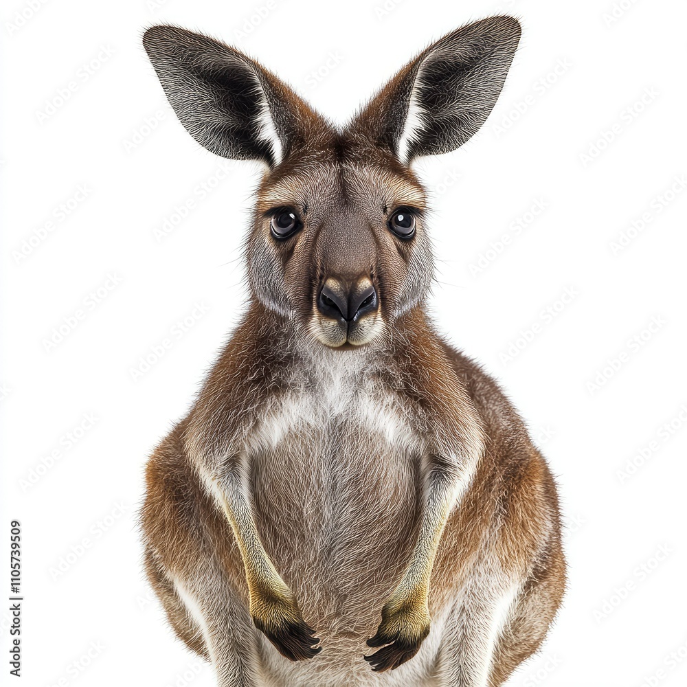 Fototapeta premium Red Kangaroo Portrait on White Background