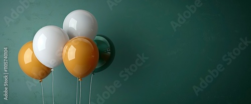 Festive Balloons Against a Teal Background Celebration and Joy
