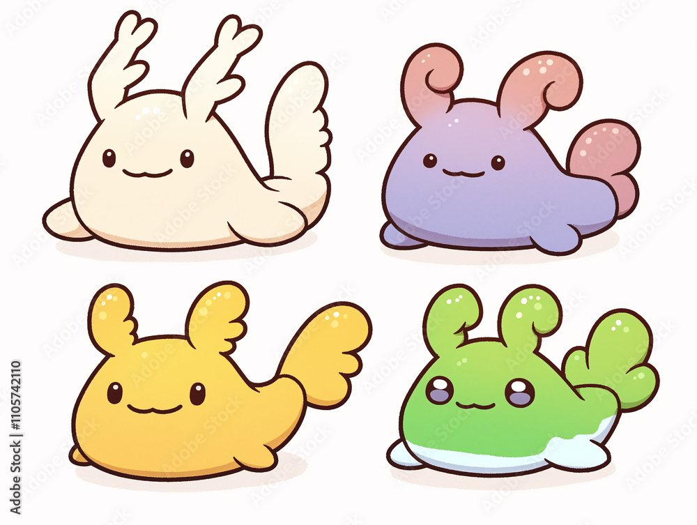 Naklejka premium Four Cute Cartoon Animals