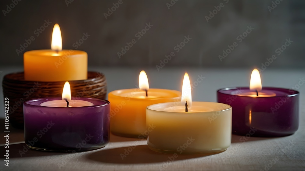 Serene arrangement of lit candles creating a warm and peaceful ambiance on a transparent background, perfect for relaxation and meditation concepts Serene arrangement of lit candles creating a warm and peaceful ambiance on a transparent background, perfect for relaxation and meditation concepts