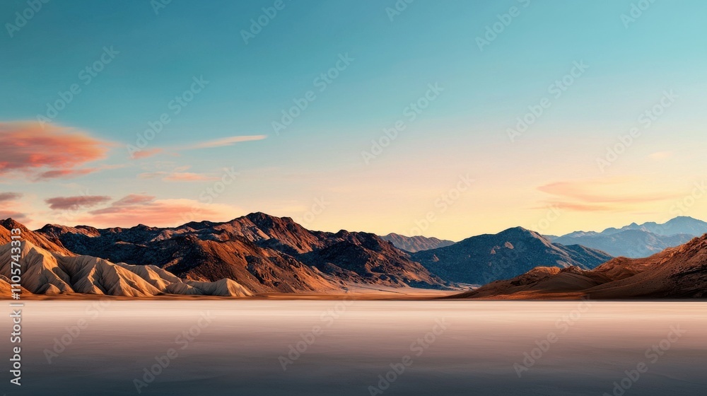 Fototapeta premium Dramatic Mountainous Desert Landscape at Striking Sunset