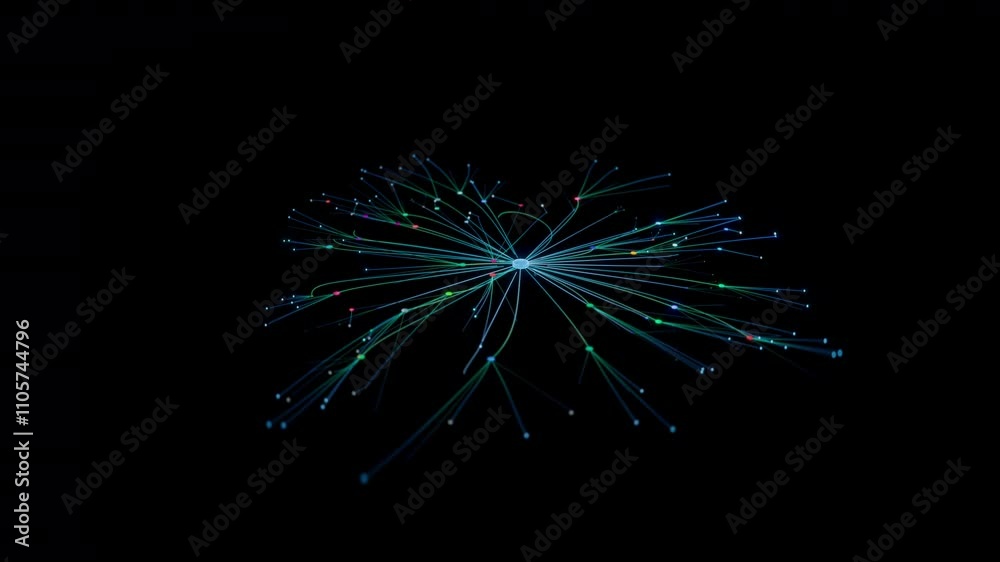Animation of Growing, Spreading and Branching Flat AI Neural Network Illustrating Social Media Algorithms or Artificial Intelligence Models, Machine Learning, Chatbot, and Large Language Models