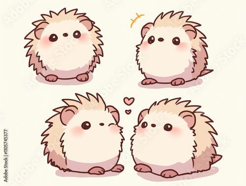 Adorable Cartoon Hedgehogs