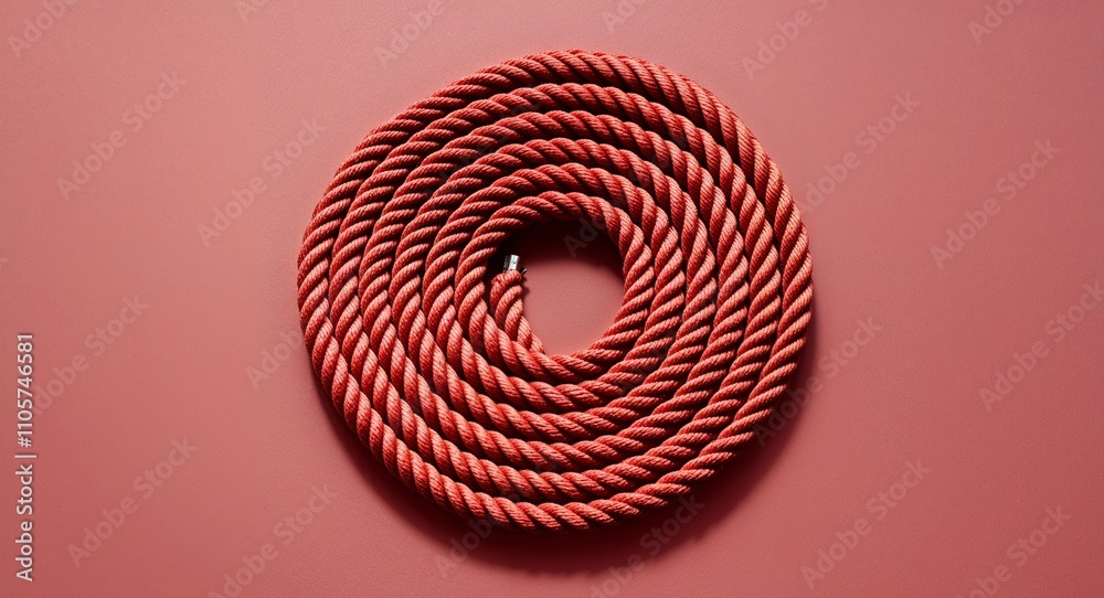 Rope Coil on Red background design Rope Coil on Red background design