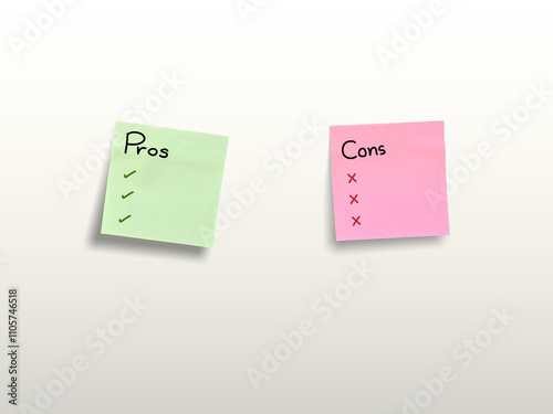 Pros Cons concept on paper, refer Pros and Cons compare to decide something