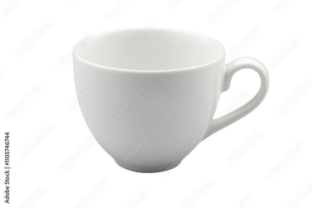 This white ceramic cup features a smooth surface and a gracefully curved handle. Its minimalistic design and transparent background highlight its elegance, perfect for showcasing beverages in a refine This white ceramic cup features a smooth surface and a gracefully curved handle. Its minimalistic design and transparent background highlight its elegance, perfect for showcasing beverages in a refine