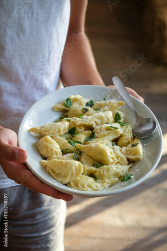 Handmade culurgiones from Sardinia are a true culinary masterpiece, with delicate pasta pockets filled with creamy mashed potatoes, fresh mint, and rich Pecorino cheese, all perfectly sealed by hands.