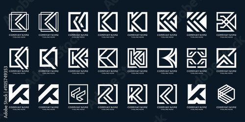 letter K logo set icon, creative design graphic collection