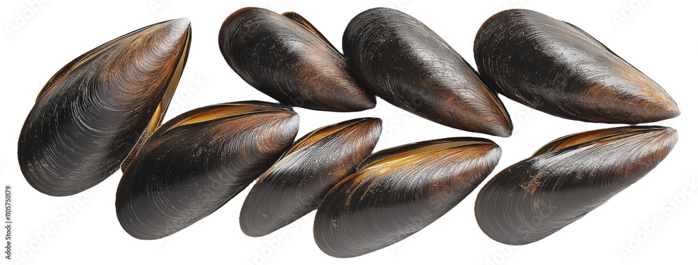 PNG Several closed black mussel shells on white background PNG Several closed black mussel shells on white background