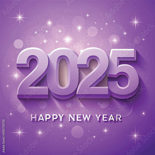 3d Happy New Year 2025 typography text, lettering design