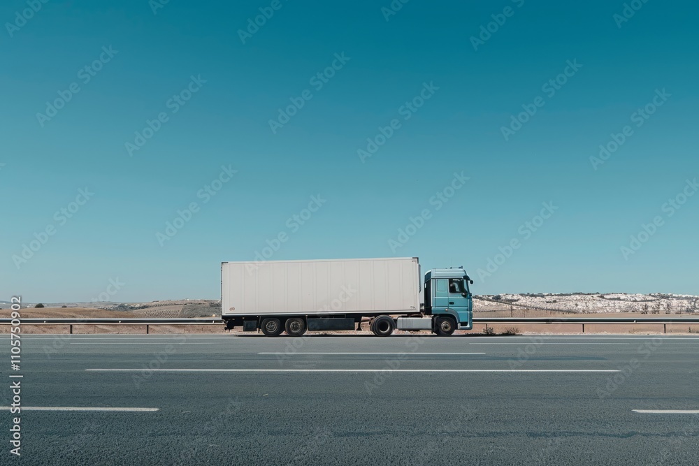 Sleek Modern Cargo Truck on Open Road Sleek Modern Cargo Truck on Open Road