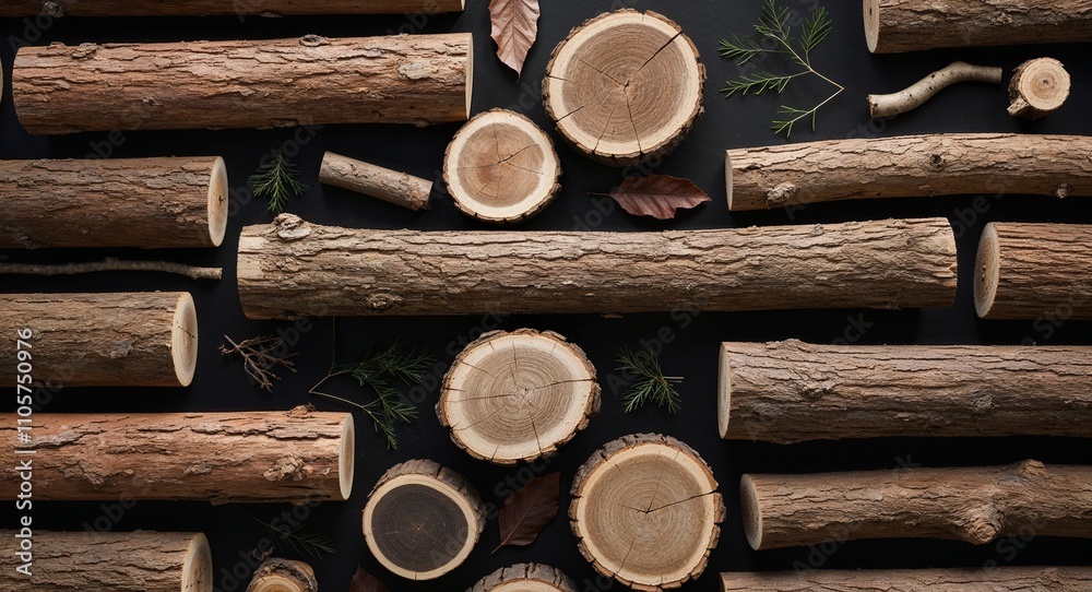 Wooden Log on Black background design Wooden Log on Black background design