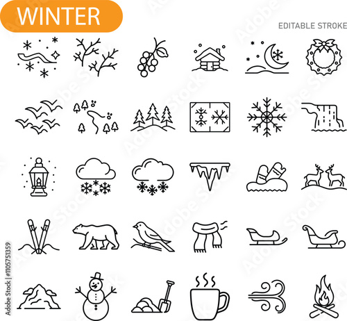 Winter Icons Snow, Nature, Holidays, Activities, and More