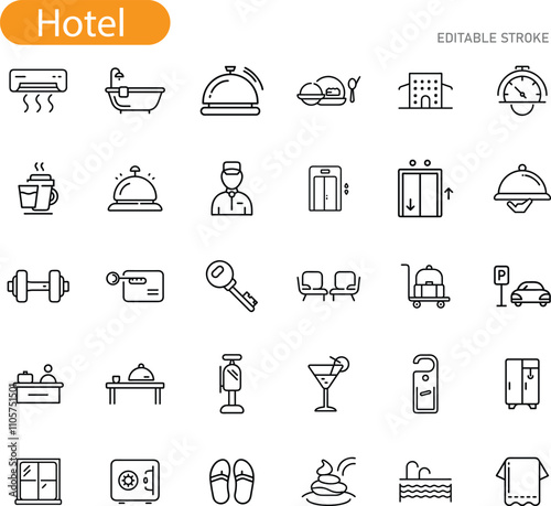 Hotel Amenities Icons of Comfort, Service, and Luxury