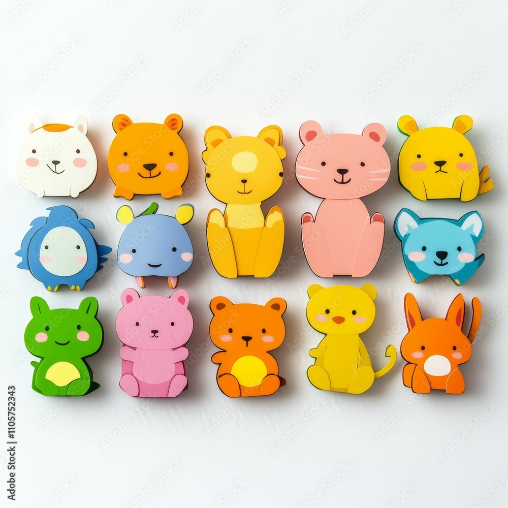 Colorful animal shapes arranged neatly. Colorful animal shapes arranged neatly.