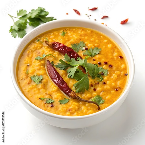 Delicious Dal Tadka Isolated on White Background