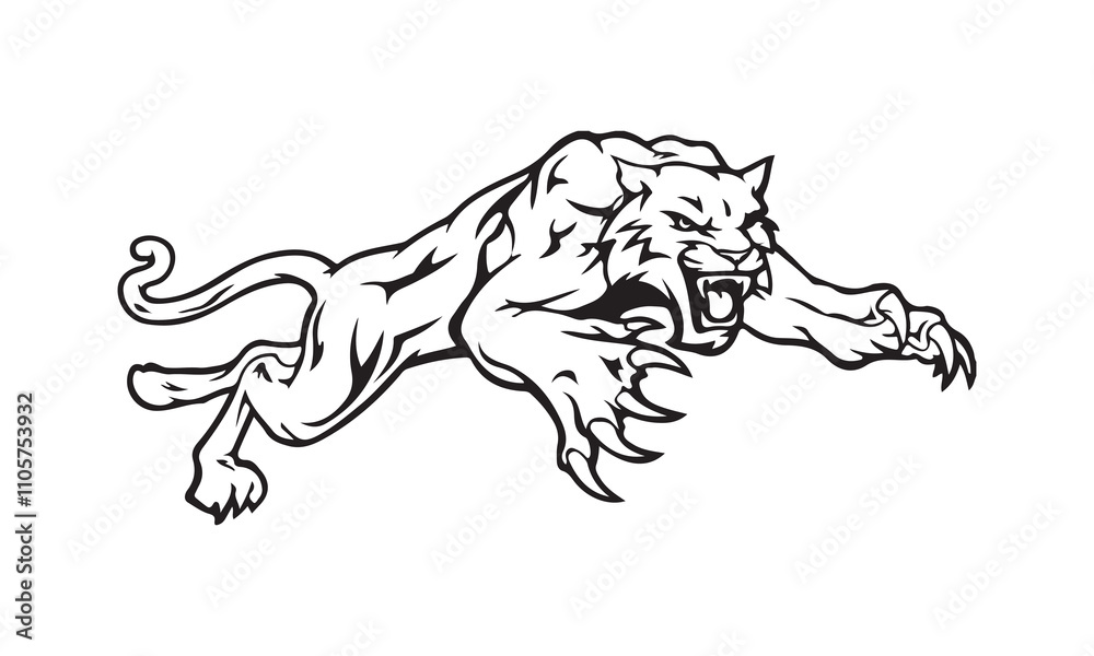 sports-logo-of-a-snarling-wildcat-in-profile vector illustration