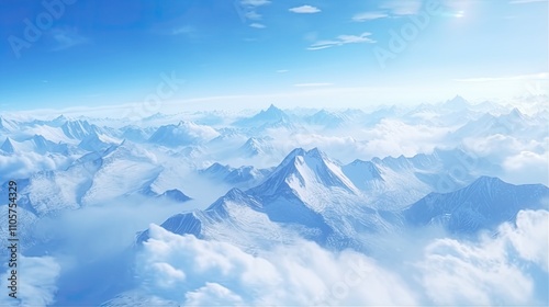 Wallpaper Mural Beautiful landscape of snow-capped mountains. Panoramic view of mountainous area with peaks. Illustration for cover, card, postcard, interior design, banner, poster, brochure or presentation. Torontodigital.ca