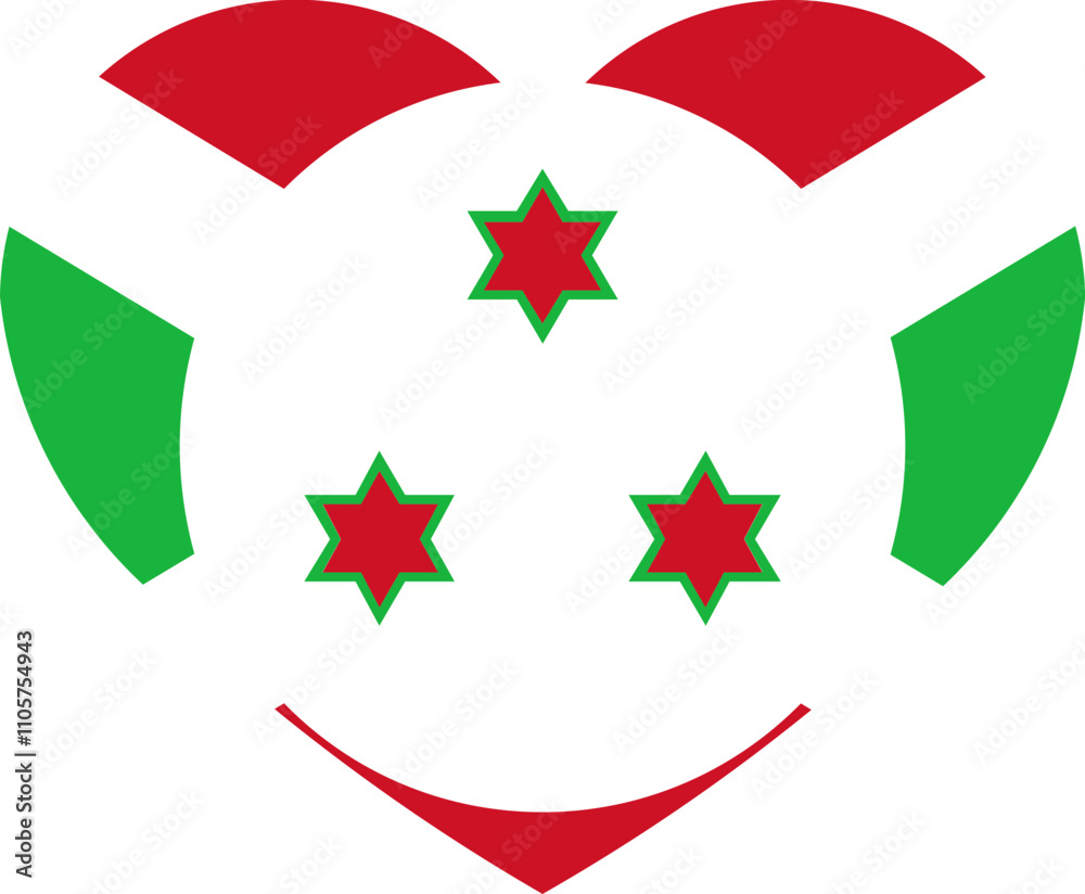 Heart Icon inside Burundi Flag Heart Icon inside Burundi Flag
