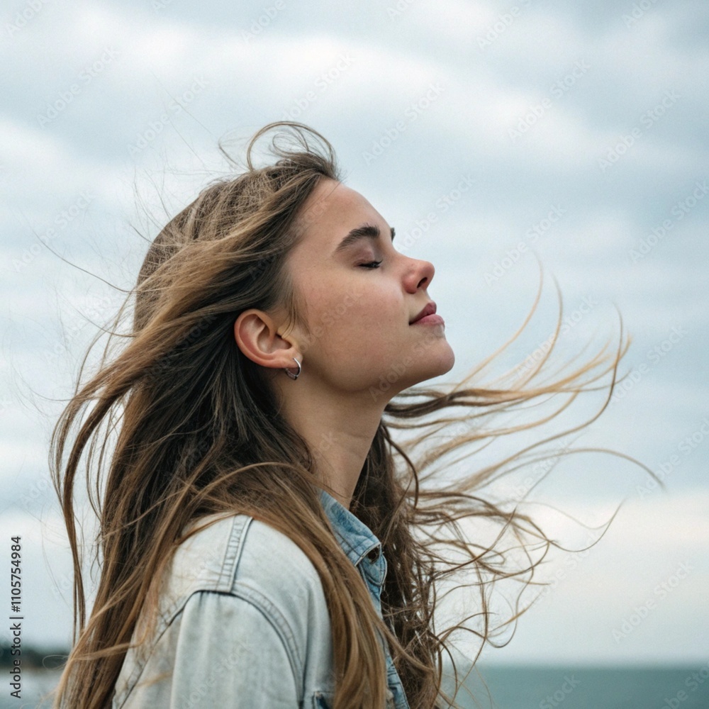 portrait of a woman hair beauty face wind day teen portrait of a woman hair beauty face wind day teen