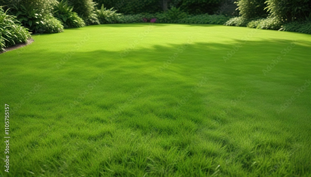 Fototapeta premium Beautiful green background of a well-maintained lawn, scenery, lawn, beautiful