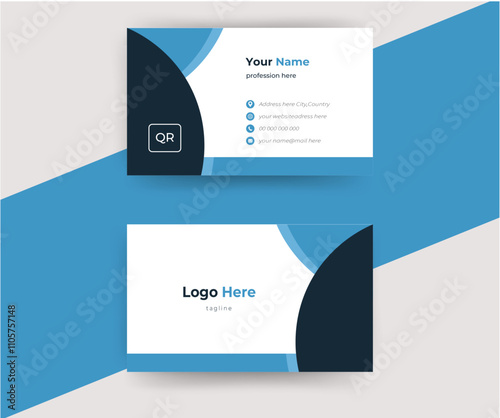 Creative and stylish blue Business Card. Vector 
illustration design.